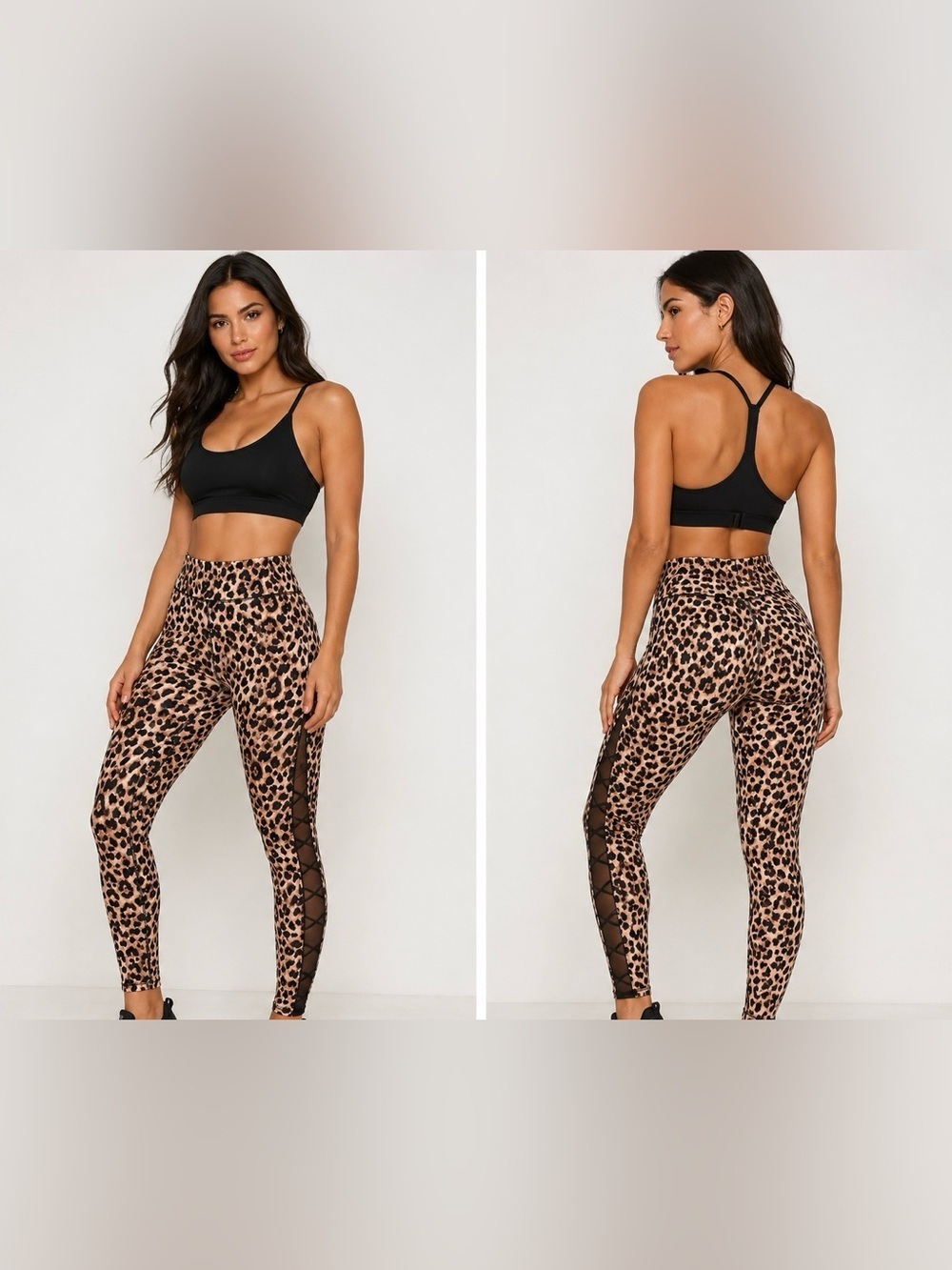 Victoria's Secret Incredible Essential Legging Leopard Print Lace Up Detail 12